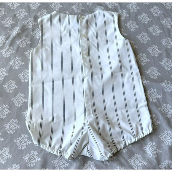 VTG 70s Baby Boy Jon Jon Romper Playsuit Stripe Panda Bear Size L Philippines - Picture 7 of 8